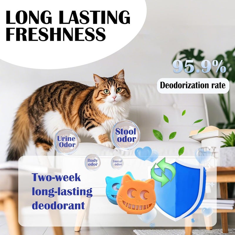 NEWKEY Cat Litter Box Deodorizer Pod, Stick-on Cat Odor Trap to Eliminates Litter Box Odors, Includes 2 OdorTrap Pod and 2 Odor Remover Refills Bags, Keep Home Fresh, Universal - Image 4
